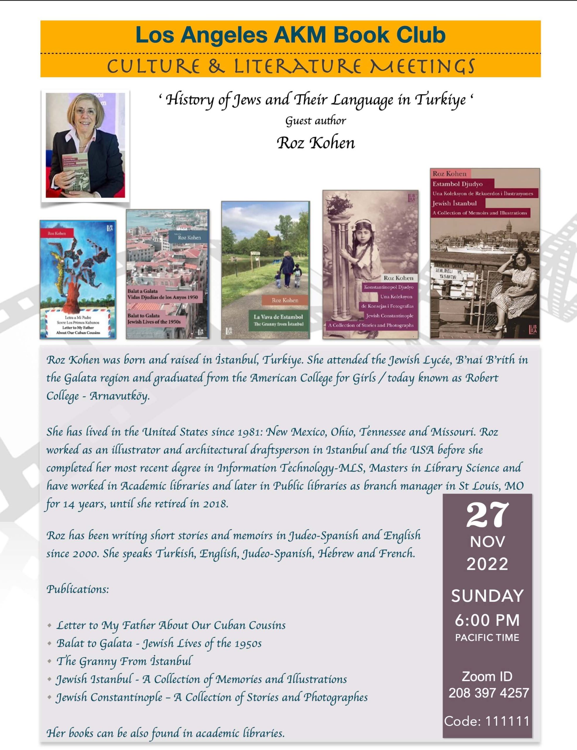 Los Angeles AKM Book CLub - Roz Kohen